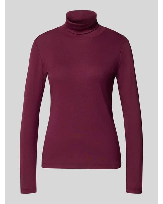 Tom Tailor Purple Regular Fit Langarmshirt aus Baumwoll-Mix mit Rollkragen