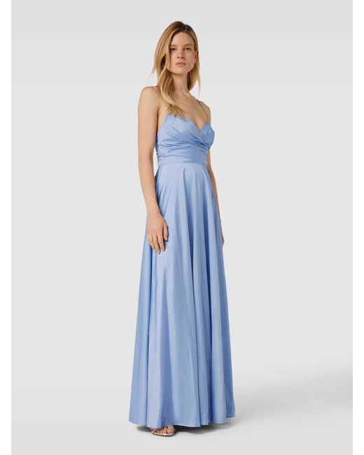 Luxuar Blue Abendkleid in unifarbenem Design