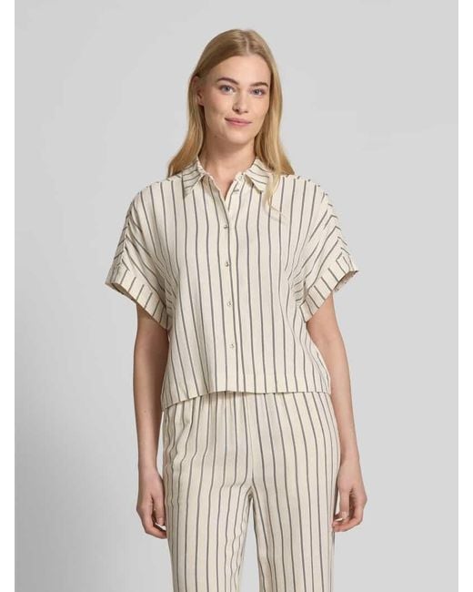 SELECTED Natural Cropped Bluse aus Viskose-Leinen-Mix Modell 'VIVA'