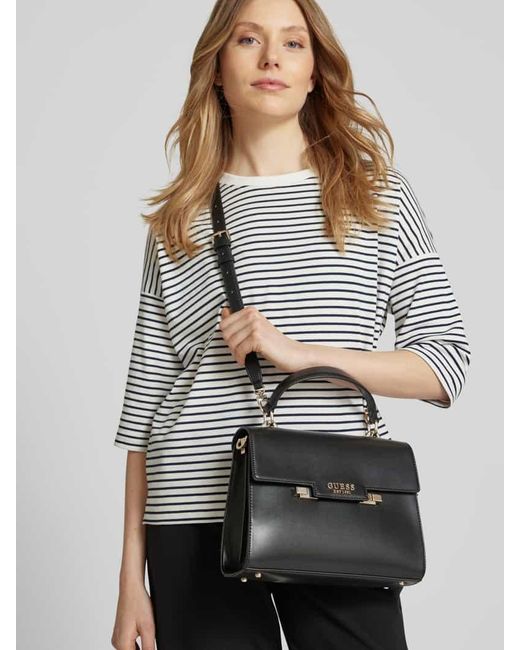 Guess Black Handtasche mit Label-Applikation Modell 'ECO ALDITH'