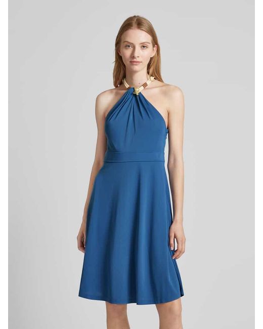 Lauren by Ralph Lauren Blue Knielanges Kleid mit Neckholder Modell 'NANMALIE'