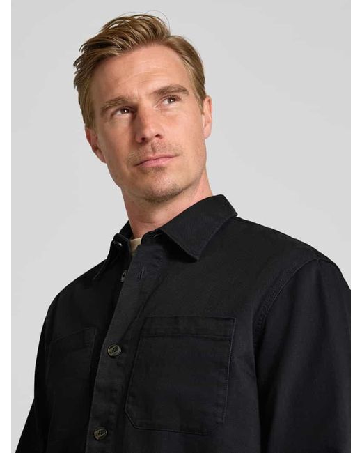 SELECTED Regular Fit Hemdjacke aus reiner Baumwolle Modell 'TRAVIS' in Black für Herren