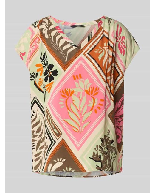 Comma, Pink Regular Fit Blusenshirt mit V-Ausschnitt