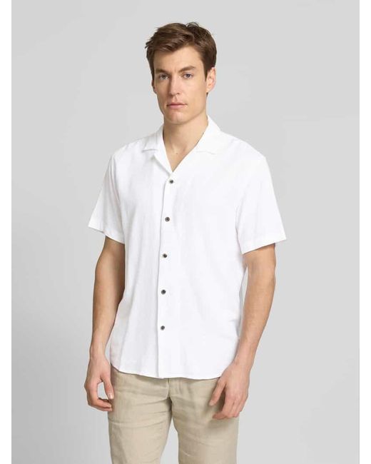 Tom Tailor Relaxed Fit Freizeithemd aus Viskose-Leinen-Mix in White für Herren