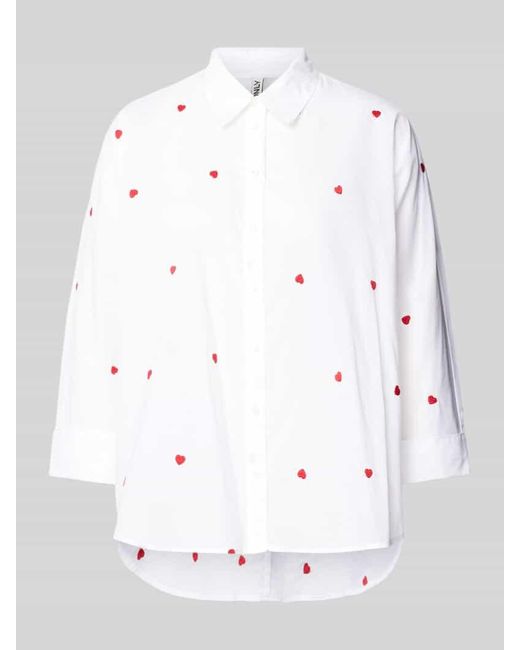 ONLY White Bluse mit Allover-Motiv-Stitching Modell 'NEW LINA GRACE'