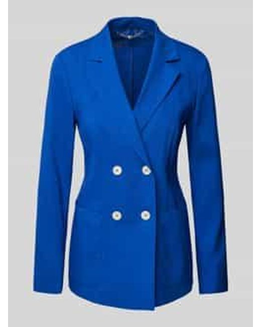Marc Cain Linnen Blazer Met Opgestikte Zakken in het Blue