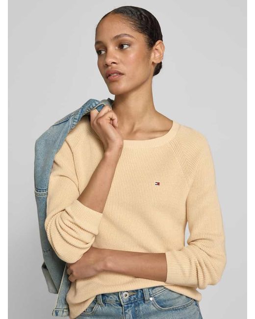 Tommy Hilfiger Natural Regular Fit Strickpullover aus reiner Baumwolle