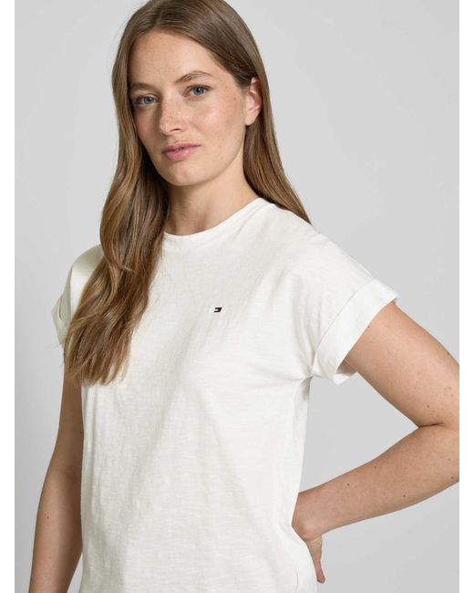 Tommy Hilfiger Regular Fit T-Shirt Van Puur Katoen in het Natural