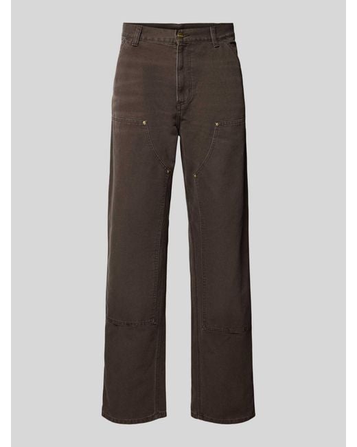 Carhartt Straight Leg Jeans Met Siernaden, Model 'Double Knee' in het Gray voor heren