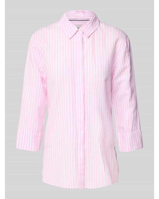 Brax Pink Regular Fit Leinenbluse mit 3/4-Arm Modell 'Vickie'