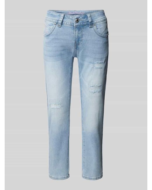 Blue Monkey Blue Slim Fit Jeans im Destroyed-Look Modell 'CHARLOTTE'