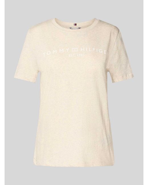 Tommy Hilfiger Regular Fit T-Shirt Van Puur Katoen in het Natural