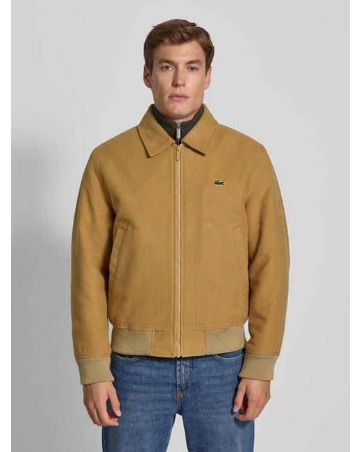 Lacoste Regular Fit Bomberjacke aus reiner Baumwolle in Natural für Herren