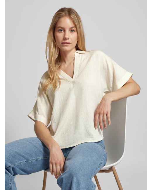 Vero Moda Natural Blusenshirt mit Umlegekragen Modell 'MICHELLE'