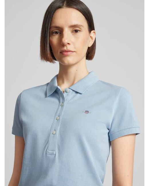 Gant Blue Slim Fit Poloshirt mit Label-Stitching