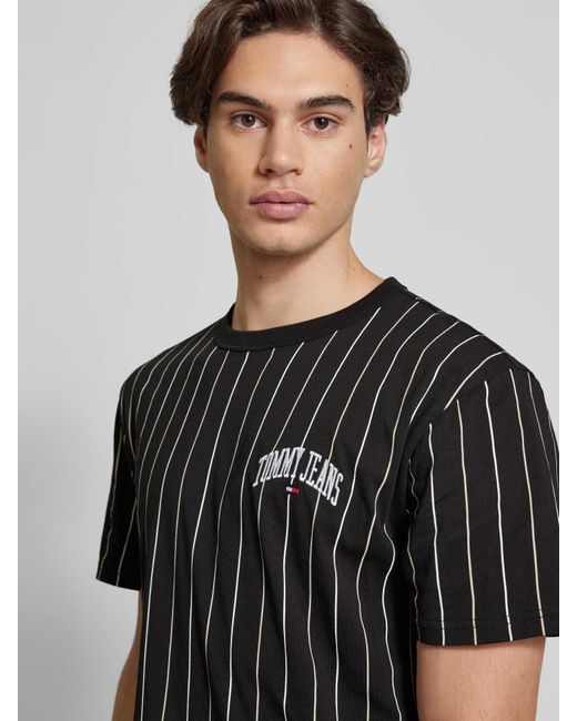 Tommy Hilfiger T-Shirt mit Streifenmuster in Black für Herren