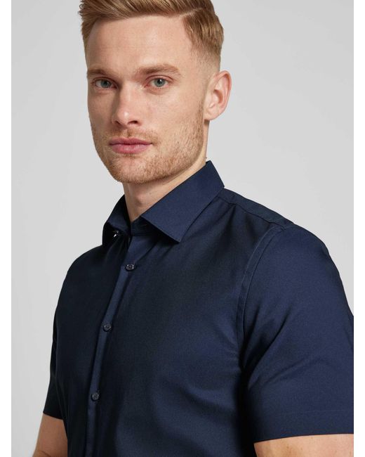 Jake*s Slim Fit Zakelijk Overhemd Met 1/2-mouwen in het Blue voor heren