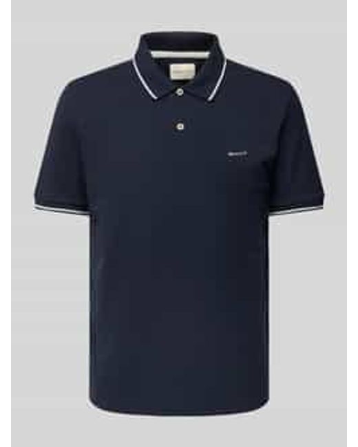 Gant Poloshirt Met Labelstitching in het Blue voor heren
