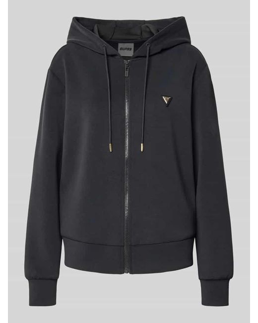 Guess Black Sweatjacke mit Label-Detail Modell 'OLYMPE'