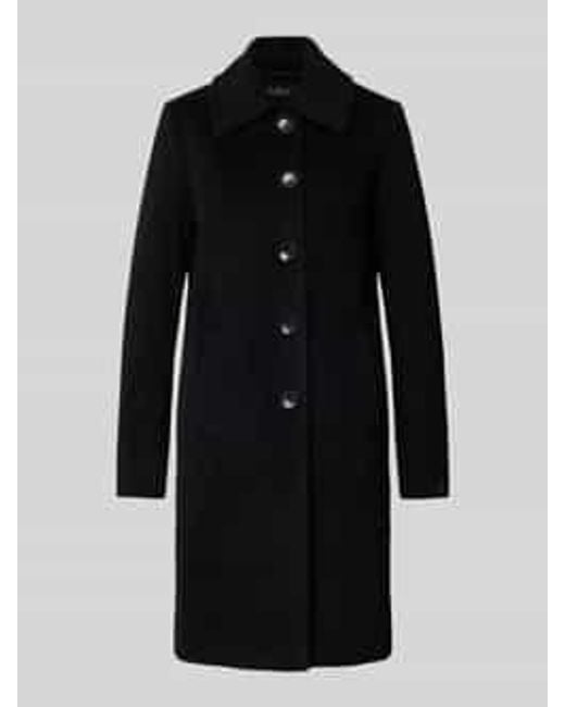 Milo Coats Lange Jas Van Lanawolmix Met Platte Kraag, Model 'Isa' in het Black