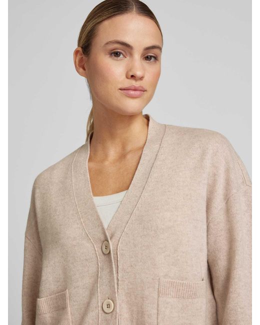 Marc Cain Kasjmier Cardigan Met Opgestikte Zakken in het Natural