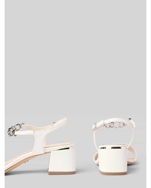 Tamaris Natural Sandalette aus Leder mit Blockabsatz