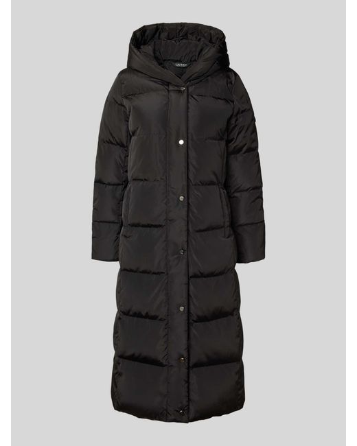 Ralph Lauren Slim Fit Gewatteerde Lange Jas Met Capuchon in het Black