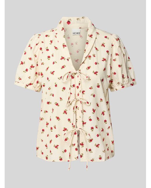 Ichi Regular Fit Blouse Met Vetersluiting, Model 'Rosey' in het Natural