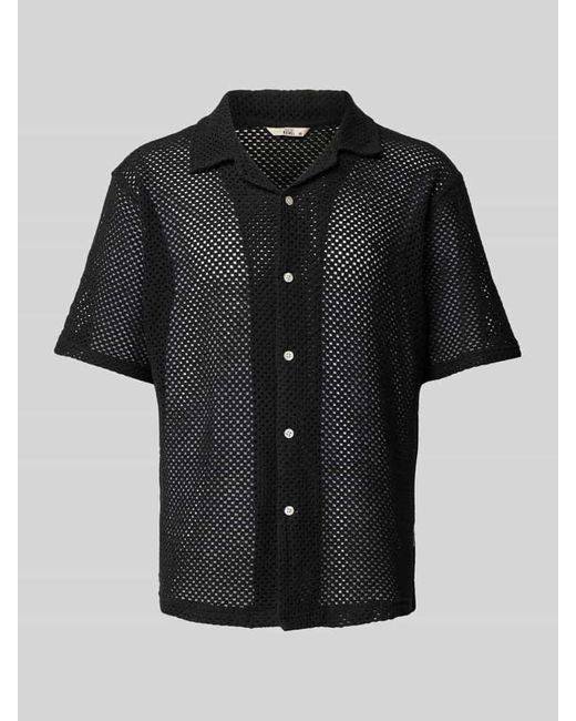 Redefined Rebel Regular Fit Freizeithemd mit Lochmuster Modell 'HARRY' in Black für Herren