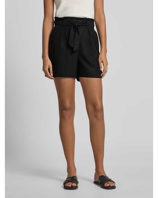 Tom Tailor Black Relaxed Fit Shorts aus Lyocell im Paperbag Look