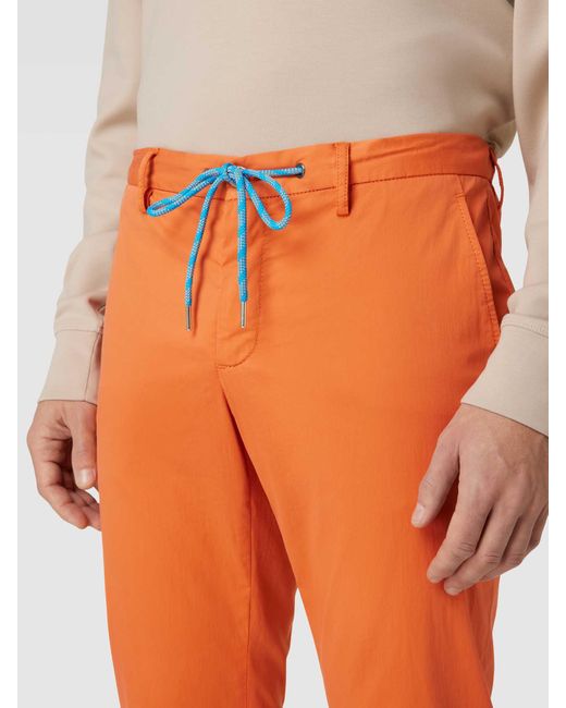 ALBERTO Regular Fit Stoffhose mit Tunnelzug Modell 'JUMP' in Orange für Herren
