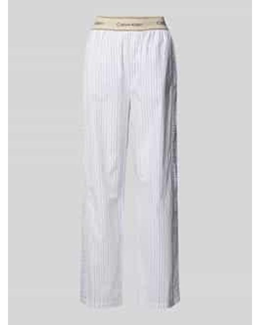Calvin Klein Regular Fit Pyjamabroek Met Logostitching, Model 'Poplin' in het White