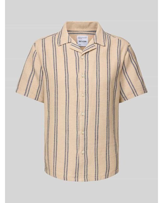 Only & Sons Regular Fit Freizeithemd mit Reverskragen Modell 'TREV' in Natural für Herren