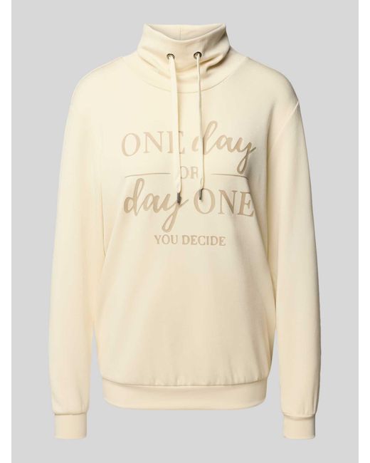 Soya Concept Sweatshirt Met Opstaande Kraag En Tunnelkoord, Model 'Banu' in het Natural