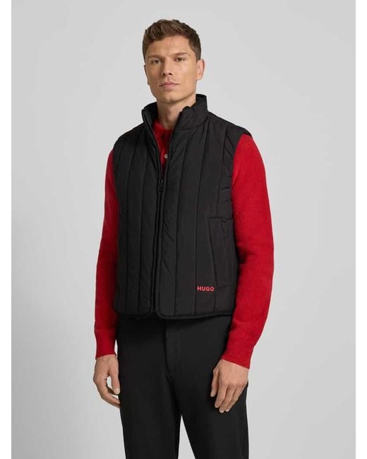 HUGO Regular Fit Steppweste aus wasserabweisendem Material Modell 'BRENO2611' in Black für Herren