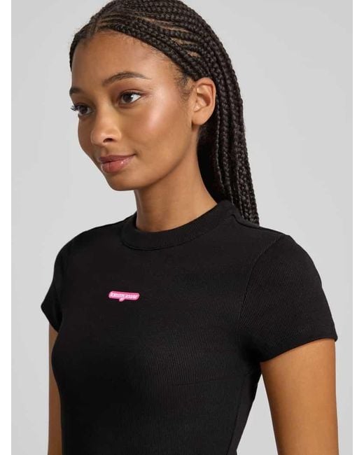 Tommy Hilfiger Black Schmales Minikleid aus Ripp
