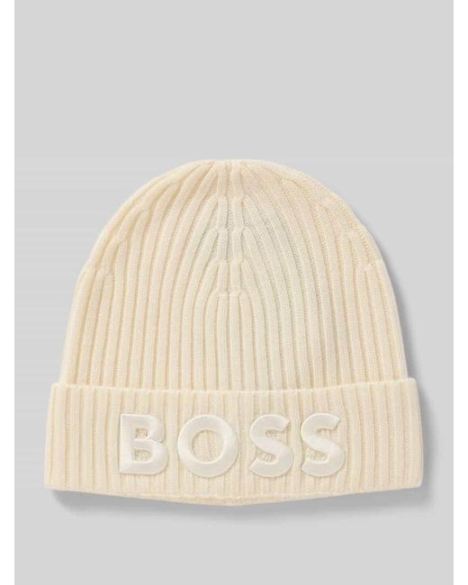 Boss Natural Beanie aus reiner Schurwolle Modell 'LARA_HAT'