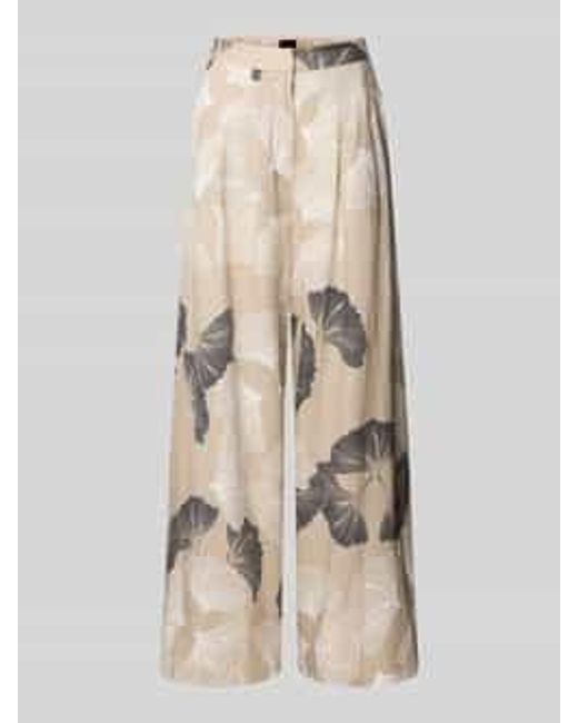 Stefanel Wide Fit Stoffen Broek Van Een Mix Van Linnen En Viscose Met Plooien in het Natural