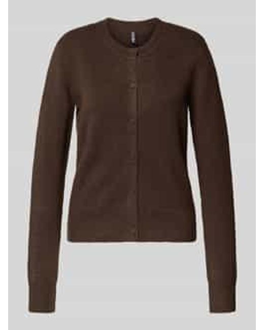 Pieces Regular Fit Gebreid Jack Met Wol, Model 'Malou' in het Brown