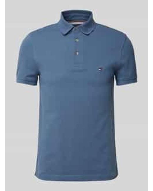 Tommy Hilfiger Slim Fit Poloshirt Met Logostitching in het Blue voor heren