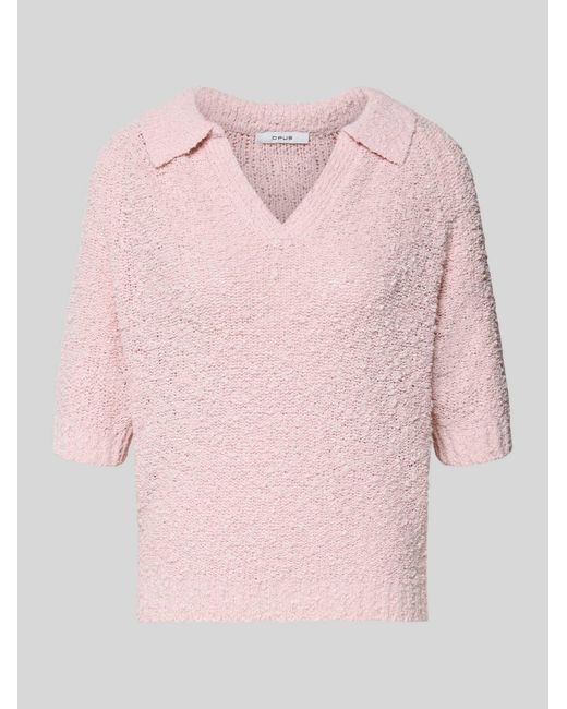 Opus Gebreid Shirt Met Platte Kraag Model 'Posilly' in het Pink