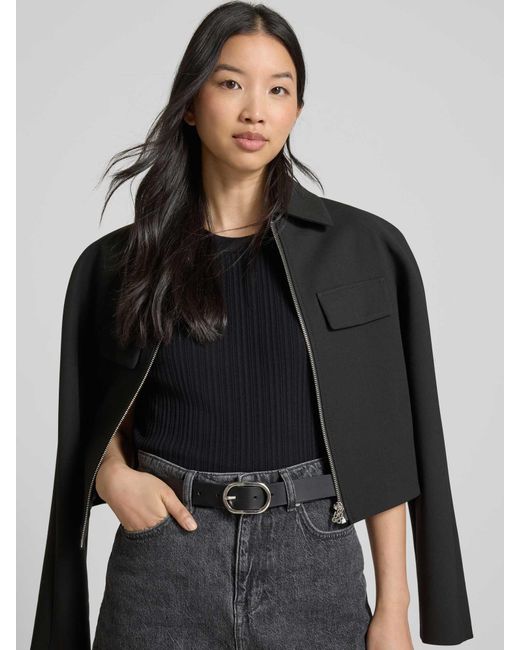 Drykorn Top In Fijnriblook, Model 'olina' in het Black