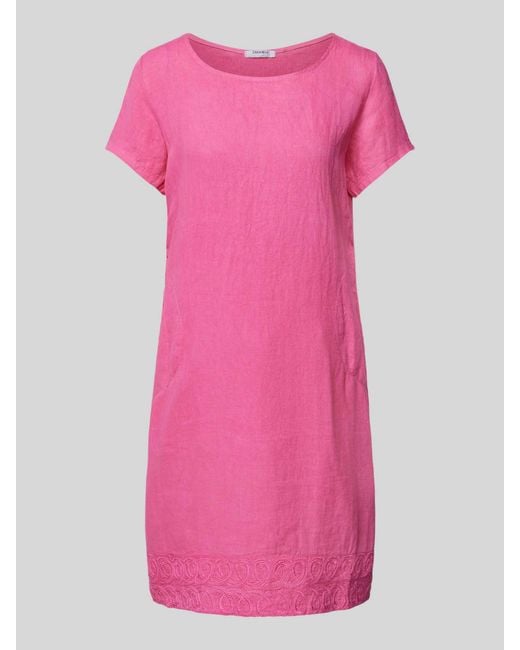 ZABAIONE Pink Leinenkleid mit Rundhalsausschnitt Modell 'Li44sa'