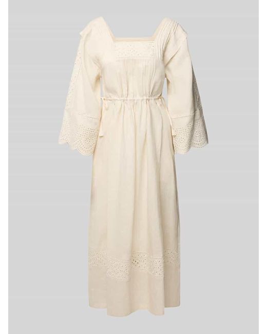 Weekend by Maxmara Natural Leinenkleid mit Lochstickerei Modell 'LUGLIO'