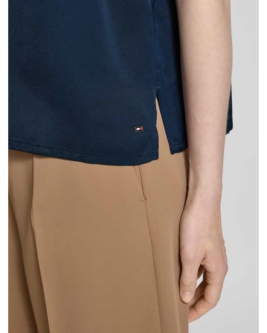 Tommy Hilfiger Blue Relaxed Fit Bluse aus Satin