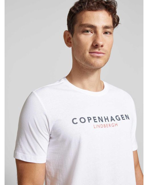 Lindbergh T-shirt Met Labelprint in het White voor heren