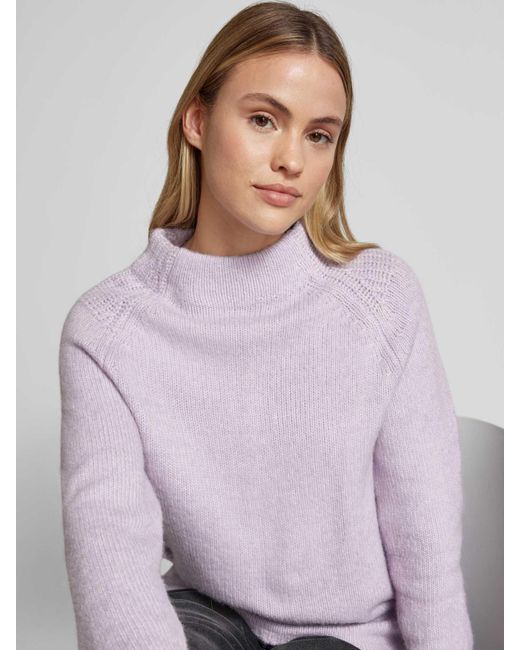 Monari Gebreide Pullover Met Opstaande Kraag in het Purple