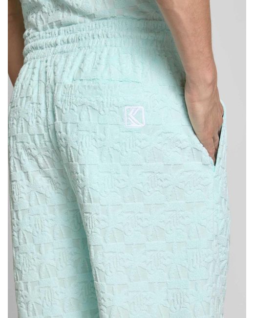 Karlkani Korte Broek Met Elastische Band En Tunnelkoord, Model 'Terry' in het Blue voor heren