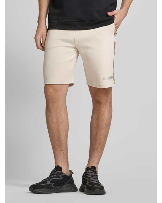 Guess Regular Fit Sweatshorts mit Label-Print Modell 'MICKEY' in Natural für Herren