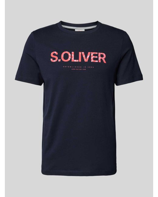 S.oliver T-shirt Met Labelprint in het Blue voor heren